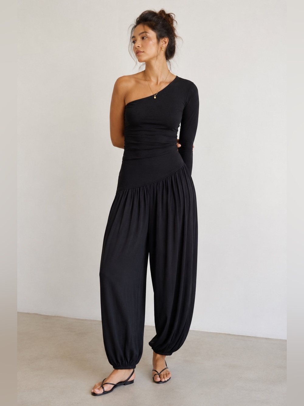 Rivir High-Waist Black Harem Pants Size Small Black
